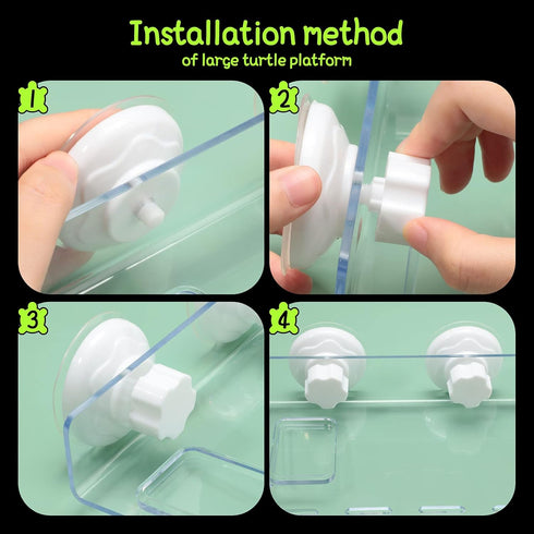 2 Pieces Large Turtle Basking Platform, Transparent Fish Tank Aquarium Platform with Suction Cups
