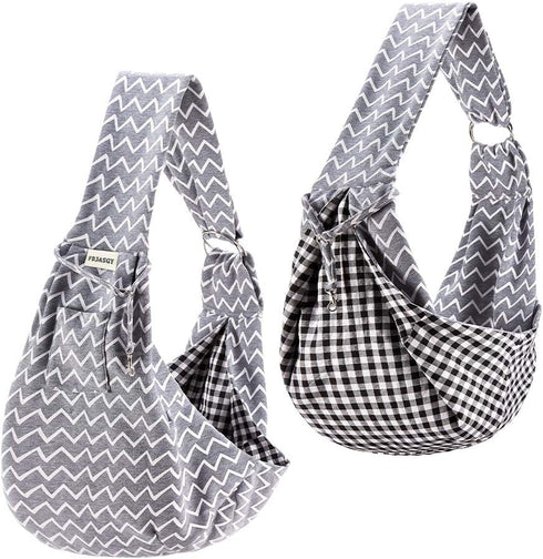 FDJASGY Small Pet Sling Carrier - Hands Free Reversible Tote Bag with Pocket Safety Belt for Dog Cat Outdoor Travel