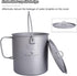 Outdoor Titanium Pot with Lid, 750ml - 2900ml, Folding Bail Handle, Camping Hiking Picnic Set
