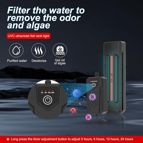 UV Aquarium Clean Light with Timer Algae Removal Light Fish Tank LED Light Aquarium Green Clean Waterproof Light for Pond Tank Aquarium