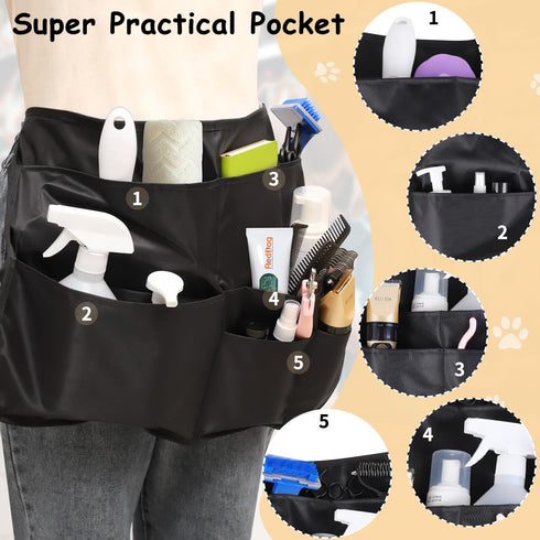 Rsobl Pet Groomer Pocket Apron Waterproof Pet Grooming Apron Work Aprons Clothes for Beauticians Pet Grooming Kit for Cats and Small Dogs