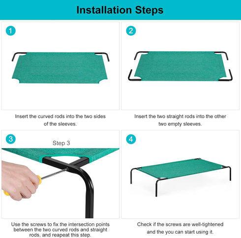 OYEAL Small Dog Cot, Elevated Cooling Pet Bed for Cats & Dogs, Lightweight Indoor Outdoor, Green, 27kg Capacity