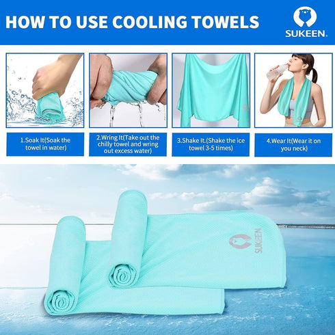 Sukeen Cooling Towel (40"x12"), Soft Breathable Microfiber Towel for Yoga, Sport, Running, Gym, 8 Pack
