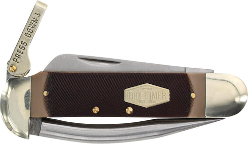 Old Timer 735OT Mariner 6.9in Leverlock Folding Sailor’s Pocket Knife with High Carbon Stainless Steel Marlin’s Spike, Sheepsfoot Blade, and Large Lanyard Loop for EDC, Seamen, Sailing, and Outdoors by Old Timer