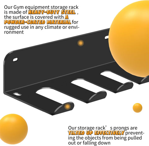 FizLig Gym Equipment Storage Rack - Multi-Purpose Home Gym Organization Storage Wall Mount for Resistance Bands, Jump