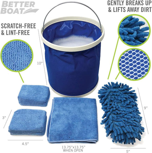 Boat Cleaner and Car Wash Sponges, Non-Scratch Microfiber Sponge and Wash Cloths, Complete Cleaning Kit for Interior