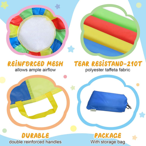 Sonyabecca 24ft 16 Parachute, Play Parachute with Handles for Kids Cooperation Group Play