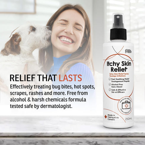 Itchy Skin Relief Spray - Fast Acting Allergies and Itching Relief for Dogs, Alcohol-Free, Sensitive Skin