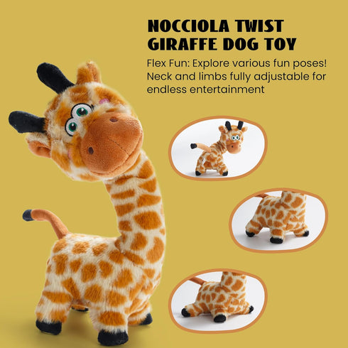 Nocciola Twistable Giraffe Dog Toy, Stuffed Plush Dog Toy for Small Medium Breeds, Interactive Tug of War Dog Toys, Soft Crinkle Puppy Dog Toy to Keep Them Busy