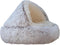 Calming Round Dog Beds & Cat Cave Bed, Plush Fluffy Anti-Anxiety Bed with Hooded Cover, Washable (Coffee, 20x20inch)