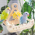 BShasrlim 2 1 in Interactive Bird Toys,Nature Wooden Swing Parrot Toys with Spinner Rattle Bell, Cockatiel Toy Bird