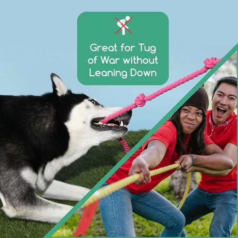 Tough Tug Rope Dog Toy - TUG of WAR Dog Toy (Pink 5 ft Long Strong Durable Rope Pull Toy with Handle)
