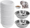 300PCS Disposable Cat Food Bowls & 2PCS Stainless Steel Bowls, Small Paper Plates for Cat Dog Feeding