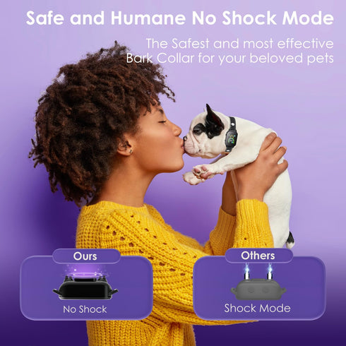 Dog Bark Collar, No Shock Rechargeable Smart Anti-Bark Collar for Small Medium Mini Dogs, Beep Vibration (Black)