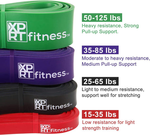 New XPRT Fitness Resistance Bands - Pull Up Assist Bands for Stretching, Powerlifting, and Workout Training