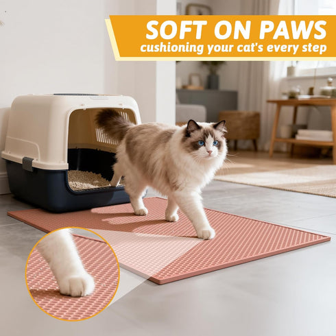 1 Pack 30x24 Inch (Pack 1)) Pieviev Cat Litter Mat Double Layer Waterproof Urine Proof Trapping Mat (Red
