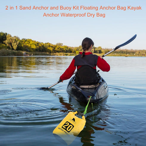 Syhood 2 Set 2 in 1 Sand Anchor and Buoy Kit, Waterproof Dry Bag for Kayaking