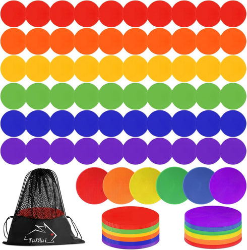 TuXHui 60 Pcs Poly Vinyl Spot Markers Rubber Floor Dots Non Slip Agility