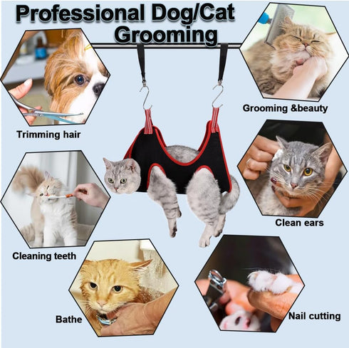 Dog Grooming Hammock Harness - Breathable Pet Cat Hammock Restraint Bag for Trimming Nail and Ear/Eye Care