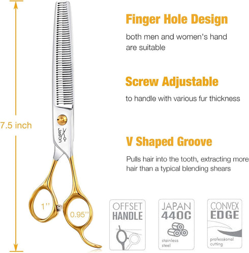 7.5" 40-Teeth Trimming JASON Thinning Shears for Dogs Dog Grooming Blending Shear Professional Pet Thinners Blender