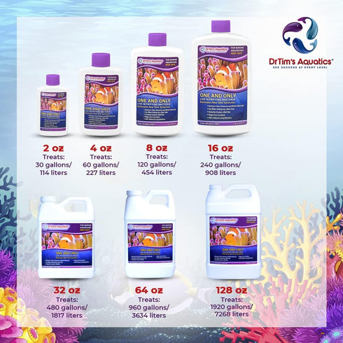 DrTim's Aquatics Reef One & Only Nitrifying Bacteria - For Reef, Nano, Seahorse Aquaria, 8 Oz. Fish Tank Cleaner