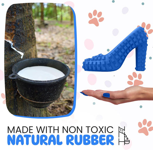 SUPER SHOE Dog Toy for Aggressive Chewers, Rubber Natural Teething Toys, Treat Dispenser for Small Medium Dogs