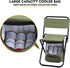 12.2" Depth,12.6" LEADALLWAY Fishing Chair with Cooler Bag Compact Fishing Stool Foldable Small Hunting Chair Seat Seat