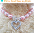 Engraved Crystal Heart Dog Necklace Jewelry - Bling Pearls Rhinestones Charm for Pets, Small Dogs, Girl Teacup