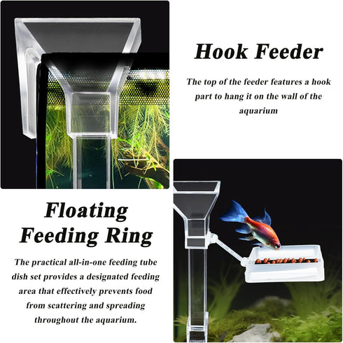 Shrimp Feeding Tube and Dish Set, Clear Fish Feeder Tube with Feeding Ring and Cleaning Brush for Fish Tank