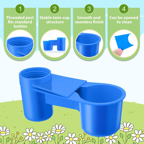 LemonRoad 24 Pcs Bird Drinker Feeder Cups Plastic Water Bottle Cup for Cage Ideal for Pigeon Bottle Chicken Quail