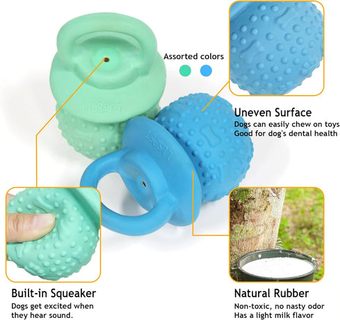 (2 Latex Chew Dog Toys, Novelty Squeaky Pacifier Dog Toys for Teething Puppies, Mild Chewing Small, Medium, Large Dogs
