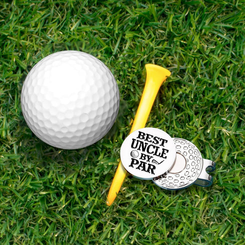 Hafhue Best Uncle by Par Golf Ball Marker with Magnetic Hat Clip, Funny Golf Accessories for Uncle, Birthday Gift for