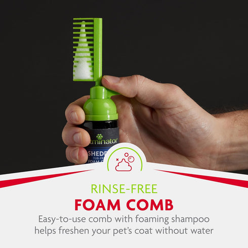 FURminator Tub-Free Deshedding Foam Comb - 3 Ounces, Grooming Comb for Dogs, Freshens Coat, Reduces Odors
