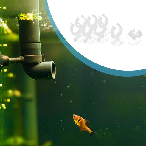 Aquarium Suction Cup, Tube Heater Clip Holder for Fish Tank (Clear, 8Pcs)