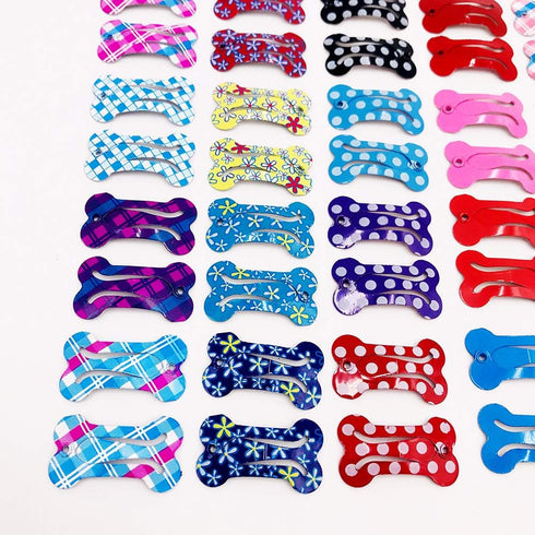 PET SHOW Cute 1" Small Bone Snap Hair Clips - Pack of 20 for Dog Cat Puppy Grooming