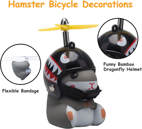 wonuu Duck Bike Bell with Light and Helmet, Cute Hamster Bicycle Horn, Dashboard Decoration Hamster Toy