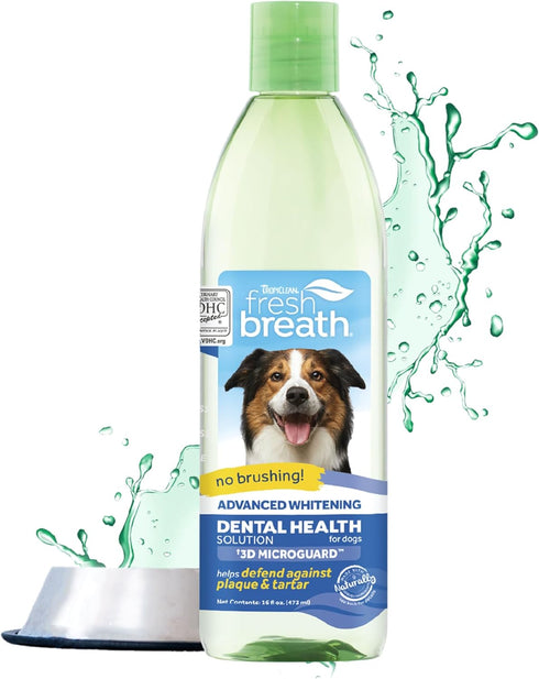 TropiClean Fresh Breath Advanced Whitening - Dog Oral Care Water Additive, Dental Health Freshener, VOHC Certified, 16