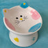 Cute Ceramic Raised Cat Bowls, Elevated Design, 15° Tilted Feeder, Protect Cat's Spine, Anti Vomiting Bowl for Flat