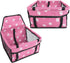 Pet Safety Seat with Oxford Cloth Bear Paw Pattern, Washable Adjustable Strap Carrier Storage Bag for Travel (Pink Paw