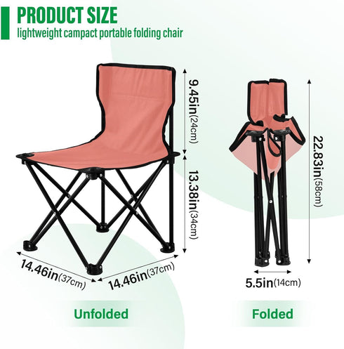 Lightweight Portable Folding Salmon Camping Chairs - Ideal for Outdoors