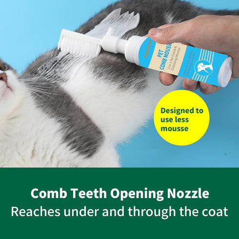 Fabullciso 2-in-1 Pet Grooming Kit, Gentle Comb and Waterless Cleaning Mousse for Dogs and Cats, No-Rinse Foam