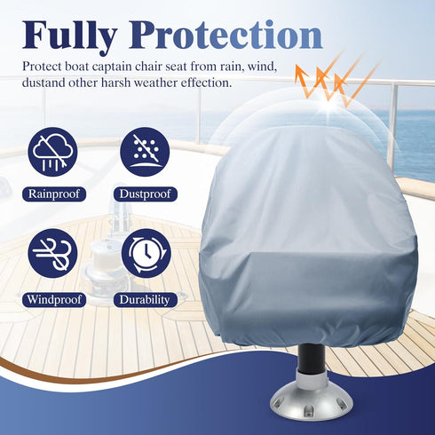 2 Pack 900D 18W 20D 14H inch, ANGSYLTH Boat Seat Covers - Waterproof Heavy Duty Boat Folding Chair Cover - x x Grey.