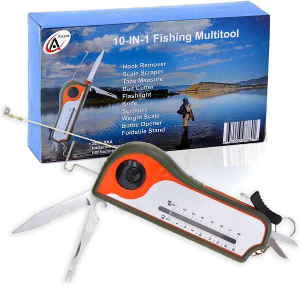 Swiss Ascent Fisherman Gift Tool Fishing Multitool - Hook Remover, Scale Scraper, Tape Measure,