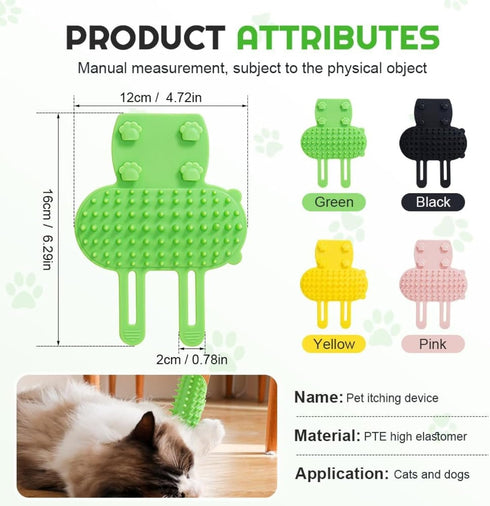 GHSGHS 2-in-1 6.29x4.72x0.39in (Black,1) Self Grooming Cat Brush Toy - Interactive Cat Groomer & Massage Brush