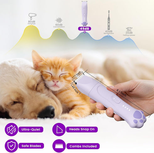4-in-1 IPX7 Trimmer Trimmer Veeconn Dog Clippers for Grooming - Dog Clippers Grooming Kit with Low Noise & Waterproof