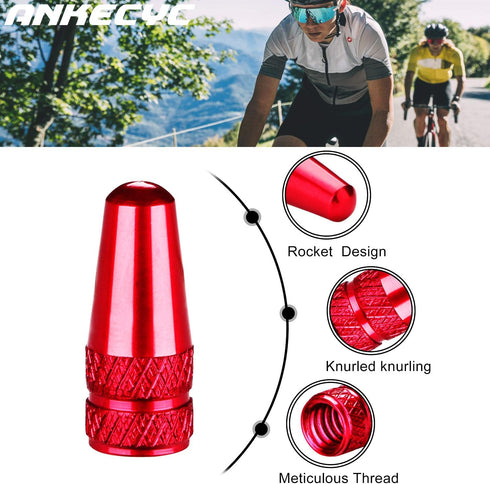 Red Aluminum Presta Valve Caps for Bike Tire Valve Stem Covers, Fit Presta/French Valves (4 Pack)