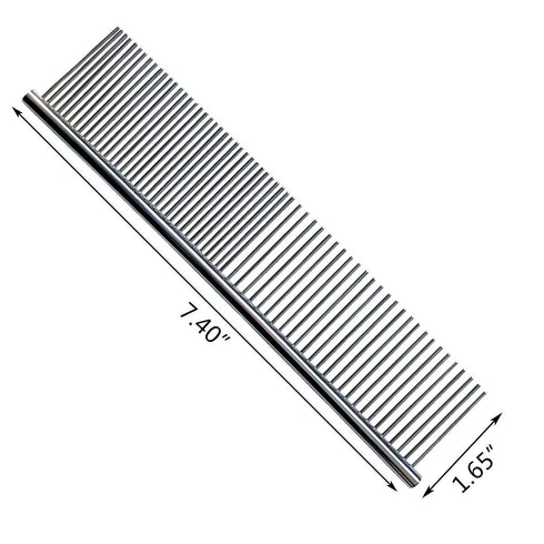Professional Stainless Steel Grooming Comb for Dogs and Cats, Rounded Ends, Greyhound Comb, Long and Short Haired Dogs