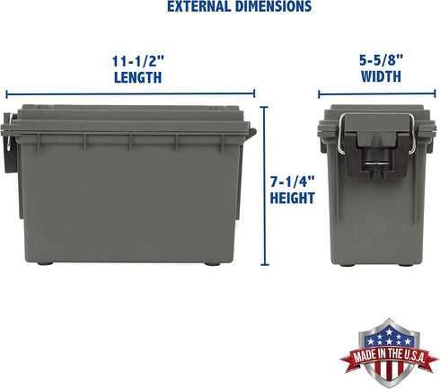 Sheffield 12626 Field Box, Plastic Ammo Can for Pistol, Rifle, and Shotgun Ammo, Water Resistant (Olive Drab Green)