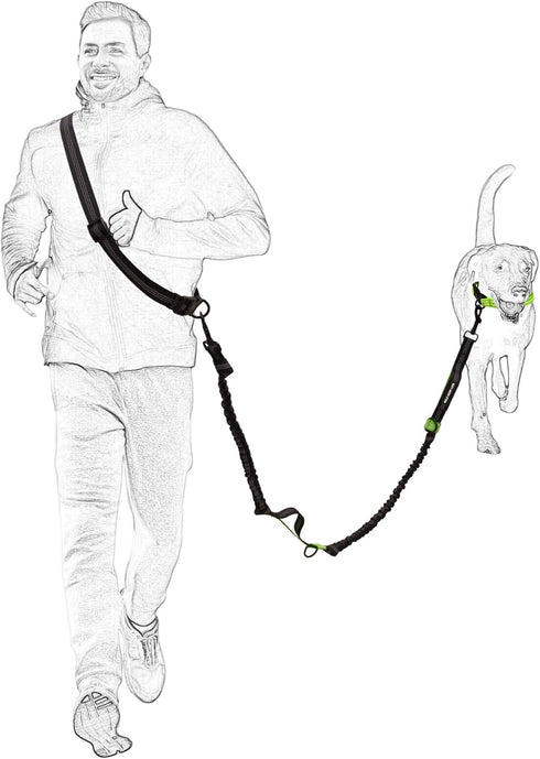 Mile High Life Retractable Hands Free Dog 7FT Leash, Adjustable Waist Running Leash for Small Medium Large Dogs (Blue)
