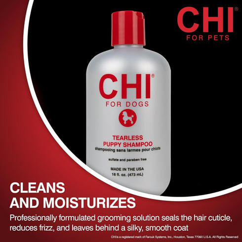 8 16 Oz CHI for Dogs Tearless Puppy Shampoo with Silk Protein, Gentle Dog Wash for Young Coats, pH Balanced Sulfate